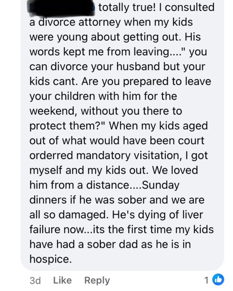 don’t think that this is an isolated incident or random, unforeseeable tragedy. this is exactly how family court is supposed to work. divorce attorneys regularly tell women to stay with abusive men because it’s often the best way to protect their children from harm.