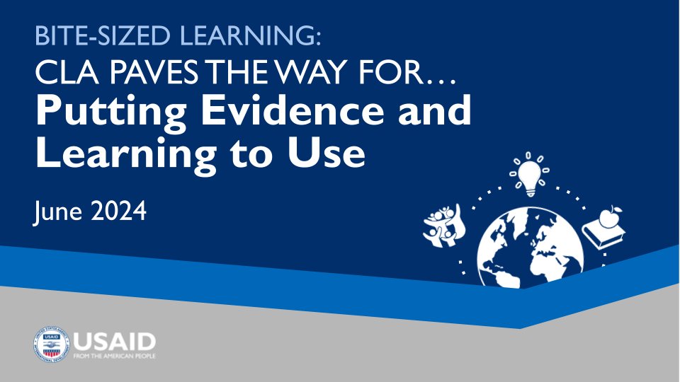 As the 2024 #USAIDCLACaseComp approaches, we’re highlighting last year’s cases through @USAID’s #BiteSizedLearning Series! The next session will take place in June, and explore how #CLA can help development practitioners put learning and #evidence to use 🔎 Stay tuned!