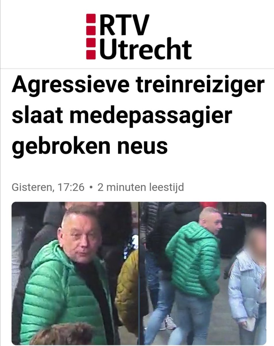 Wie is deze👇🏻graftak? Hij werd in de trein aangesproken aangesproken door twee mannen omdat hij harde muziek afspeelde op zijn telefoon. Niet veel later sloeg hij één van de twee bewusteloos. Het slachtoffer liep een gebroken neus op. rtvutrecht.nl/bureau-hengeve…