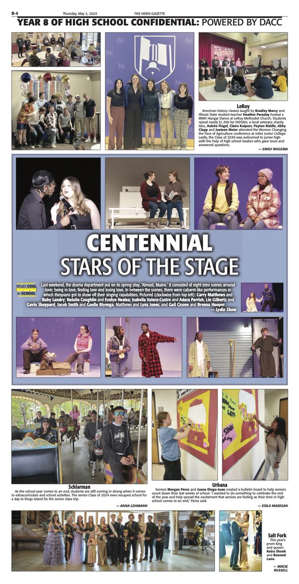 That's a wrap on Year 8 of High School Confidential powered by @DanvilleAreaCC. @SagesAthletics and their 'My Jersey, Your Impact' grace the cover of today's 6-page section. Thanks to 40 innovative student journalists for their weekly contributions throughout 2023-24.