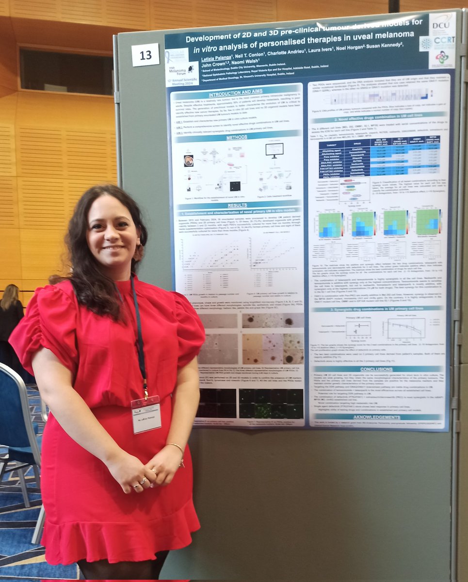 I am happy to present for the last  time my PhD work about Uveal melanoma novel in vitro models and drug combinations to the @irishmelanoma.
It has been an incredible journey! 
Thanks to my supervisor @naomiwalsh01, my funding bodies @IrishResearch and @CCRTIreland.

@DCU_LSI