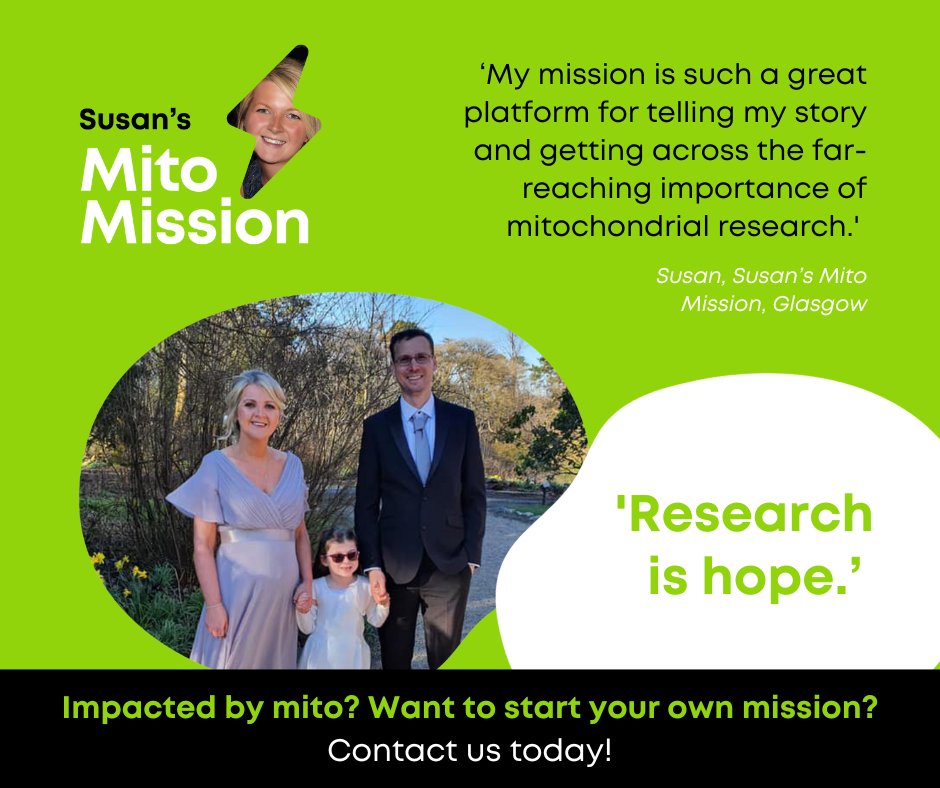 Are you impacted by mitochondrial disease? By starting your very own Mito Mission you will help raise vital mito awareness and become part of a supportive mito community. If you are interested in starting a mission, contact us - we would love to hear from you #mymitomission