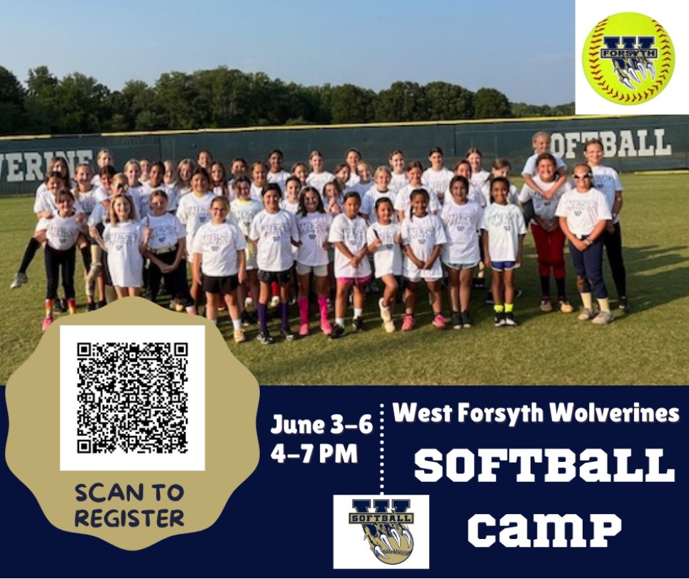 Join us for our summer softball camp! If you have any questions please email Coach K at tskratowicz@forsyth.k12.ga.us @CoachKrat @WFHSAthDept