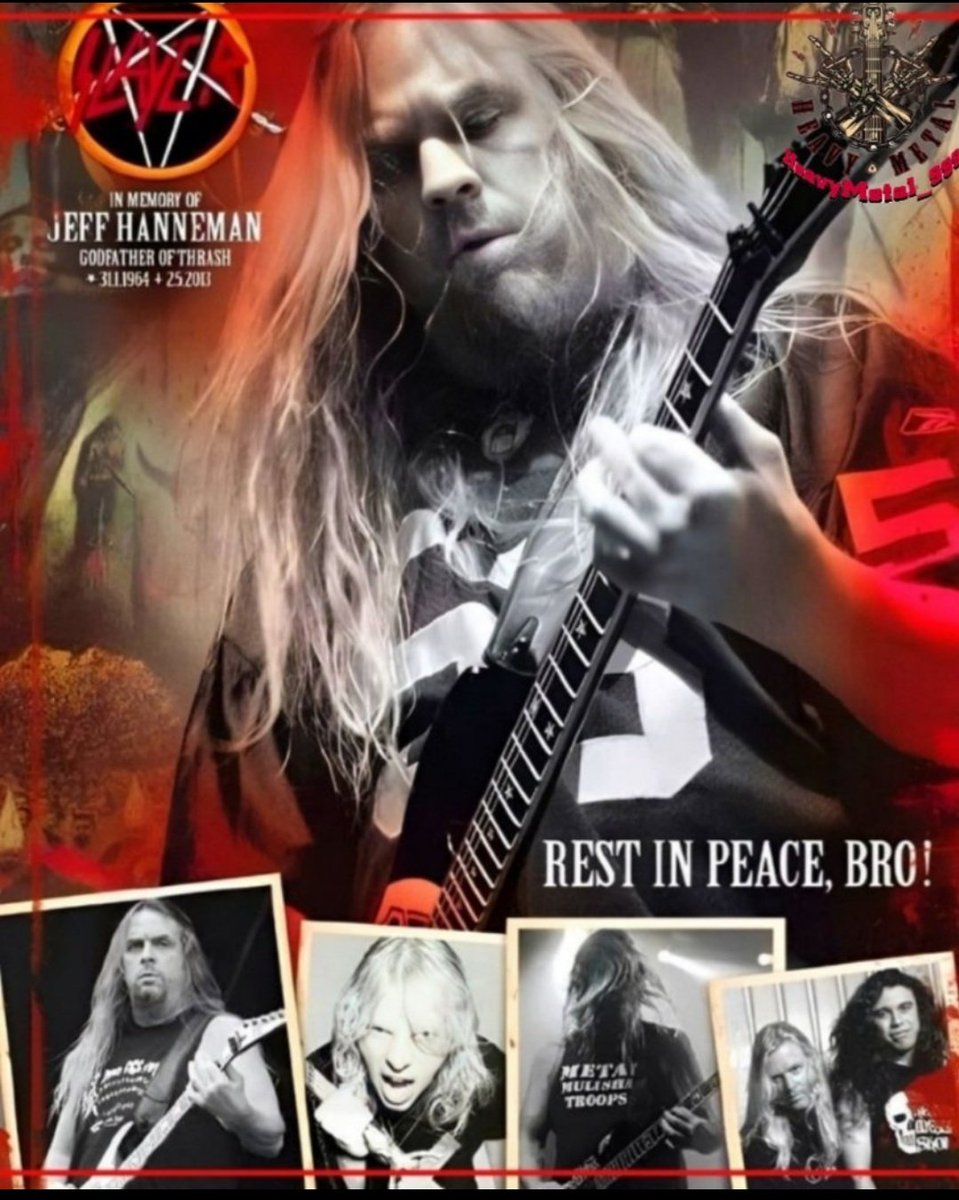 May 2, 2013. Jeff Hanneman dies at the age of 49 in Hemet, California, United States. He was an American musician, best known as a founding member of the American thrash metal band SLAYER. We have not forgotten you.