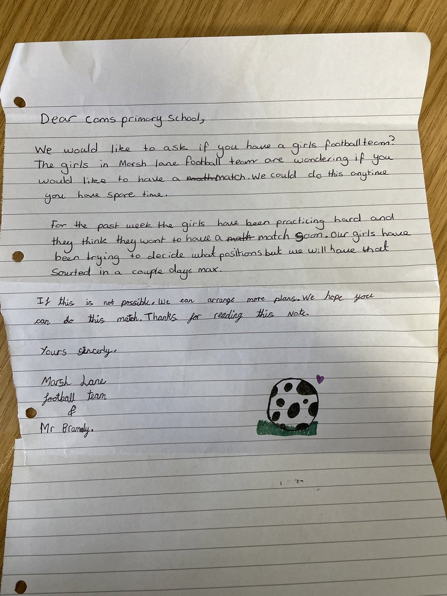 I arrived back in the office today to this on my desk. 

Our girls are taking this football team very seriously and are now writing to local schools to arrange a fixture ⚽️

It would be great to get a local buisness to sponsor a new football kit for them 🙏