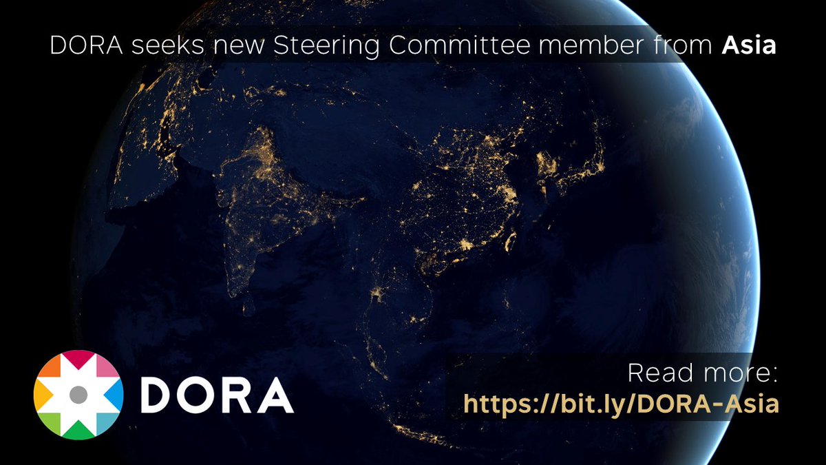 📢 If you are based in Asia and want to contribute to improving research assessment around the world 🌏, consider joining the DORA Steering Committee! Self-nominations for this role are due May 31, 2024 🗓. sfdora.org/2024/05/01/dor…