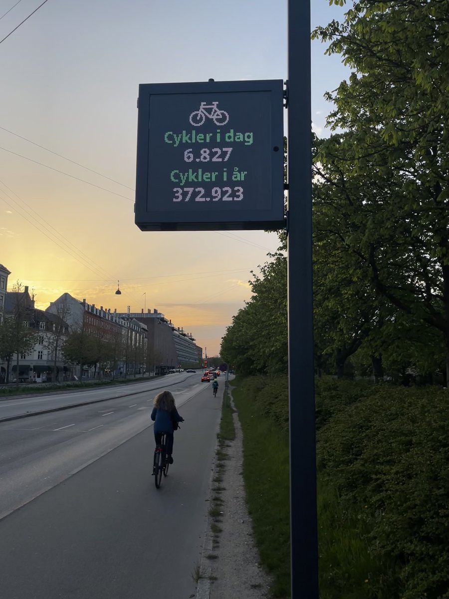 Fun fact: Copenhagen has more bikes than people!🚲 Across Copenhagen bike barometers tally the number of passing bikes showcasing both the daily count & the yearly total📈 After 1 year of operation, the 1st barometer had logged over 10 million bike trips🚴‍♀️ Do you bike? 💭