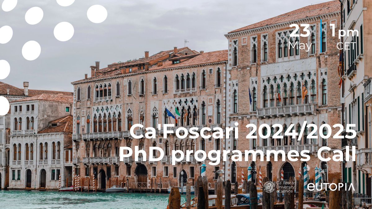 📢 @CaFoscari 2024/2025 PhD programmes Call Our Italian partner is offering 109 scholarships, representing a total investment of over EUR 8 million! 📅 Application deadline: May 23, 2024 💻More info: bit.ly/4bhAYVa #EuropeanUniversities #HigherEducation #Research #Call