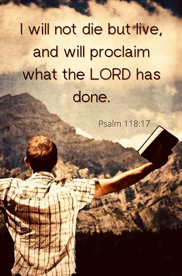 Psalms 118:17 “I shall not die, but live, and declare the works of the LORD.” ✝️