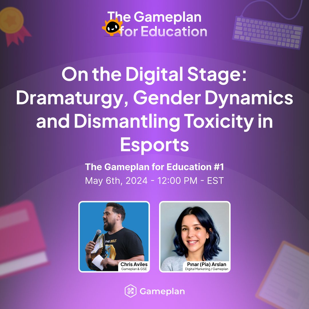 🚀 New #Podcast Alert! 'The Gameplan for Education' launches this Monday with host Chris Aviles.🎙️

Tune in as Pınar (Pia) Arslan shares her journey as a gamer, her MA thesis on gamer dramaturgy, and battling gender stereotypes and toxicity. 

🔗youtube.com/live/v-nbmTHVb…