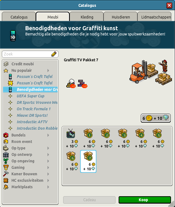 Always good to see how it goes in hotels with the lootbox ban: Habbo NL sells packs with the crafting materials for 6c and 10d.