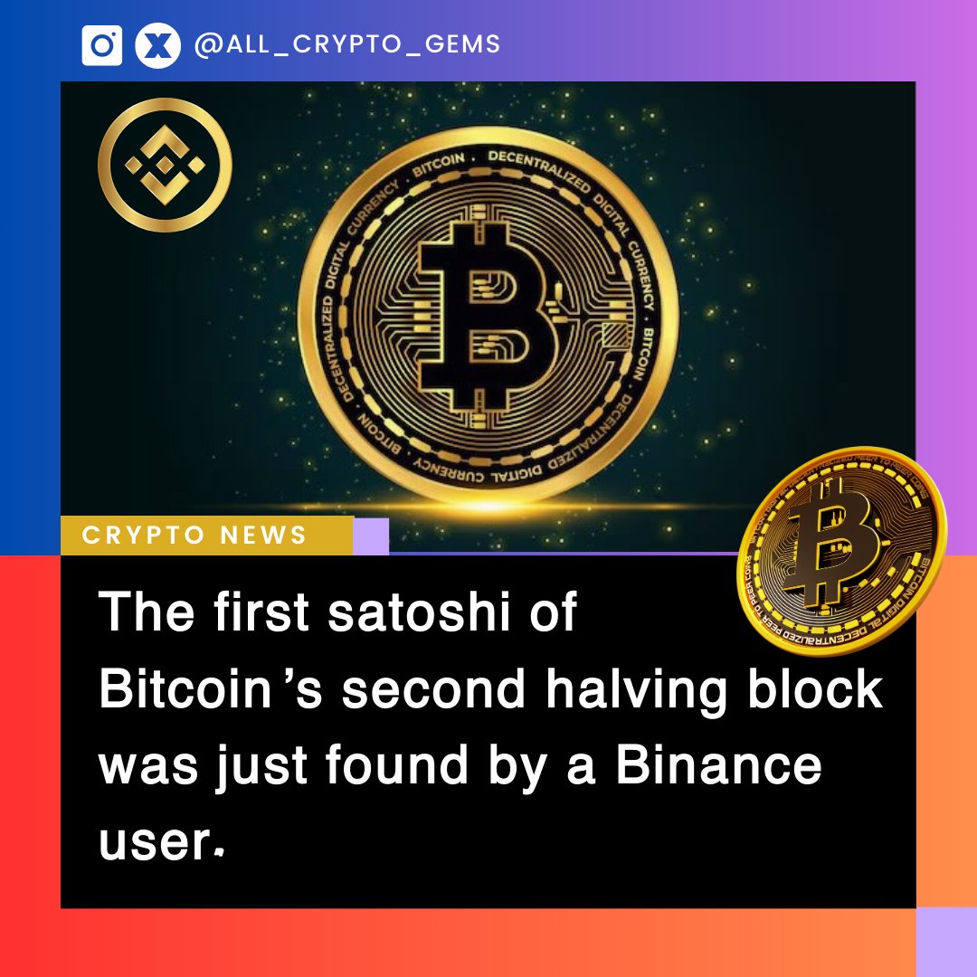 🚨 #BREAKING 🚨

The first satoshi of #Bitcoin    second halving block was just found by a Binance user.

A $10 transaction worth 33 $BTC. Jackpot.

#Bitcoin #BTC #Ethereum #BuyTheDip #CZBinance #ALTS #Binance #FOMC #crypto $BTC #cryptocurrency #CryptoNews #BitcoinETF