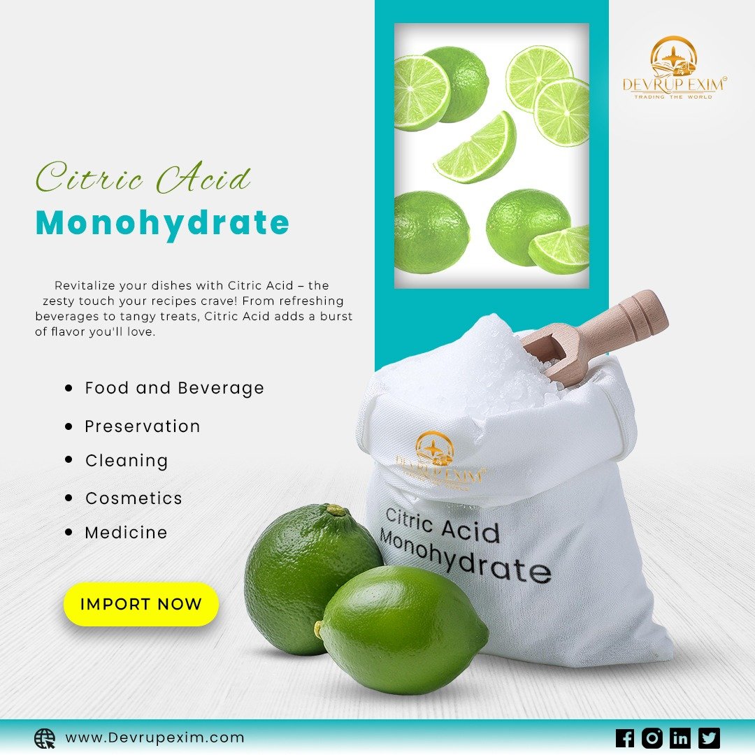 Revitalize your creations with the zesty touch of Devrup Exim's Citric Acid Monohydrate! Elevate flavor and quality effortlessly.
.
.
#DevrupExim #CitricAcidMagic #FlavorBooster #PureIngredients #FoodInnovation #QualityMatters #RecipeEnhancer #CreativeCooking #Export