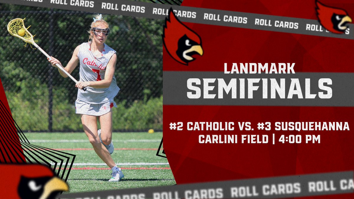🥍 PLAYOFF TIME!! @CatholicU_WLAX hosts Susquehanna in the @LandmarkConf Semis in DC this afternoon! 🆚 #3 Susquehanna 📍 Carlini Field ⏰ 4 pm 📺 tinyurl.com/ypzdvsz2 📊 tinyurl.com/4pr73hub #ThisIsCatholicU #d3lax