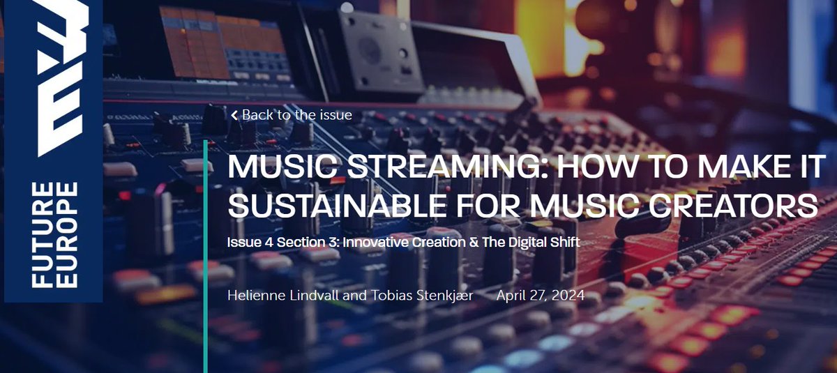 📣 ECSA’s article “Music Streaming: How to Make It Sustainable for Music Creators” is out now in the latest issue of the @EurLiberalForum’s Future Europe Journal. ✍️ Written by songwriters @helienne (ECSA President) and @Tobiasstenkjaer (DPA Chair), the article: 🧵[1/3]
