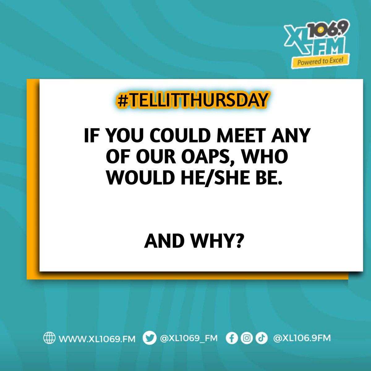 Tell us about it #TellItThursday.

@followers @top fans, if you could meet any of our on air personalities (OAPs), who would he/she be and why?

#radiostationinuyo #akwaibomtwitter  #PoweredToExcel