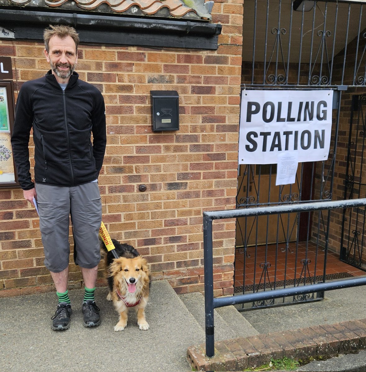 A brisk walk with Berry to our local polling station to vote in the North East mayoral and Durham PCC elections. #dogsatpollingstations