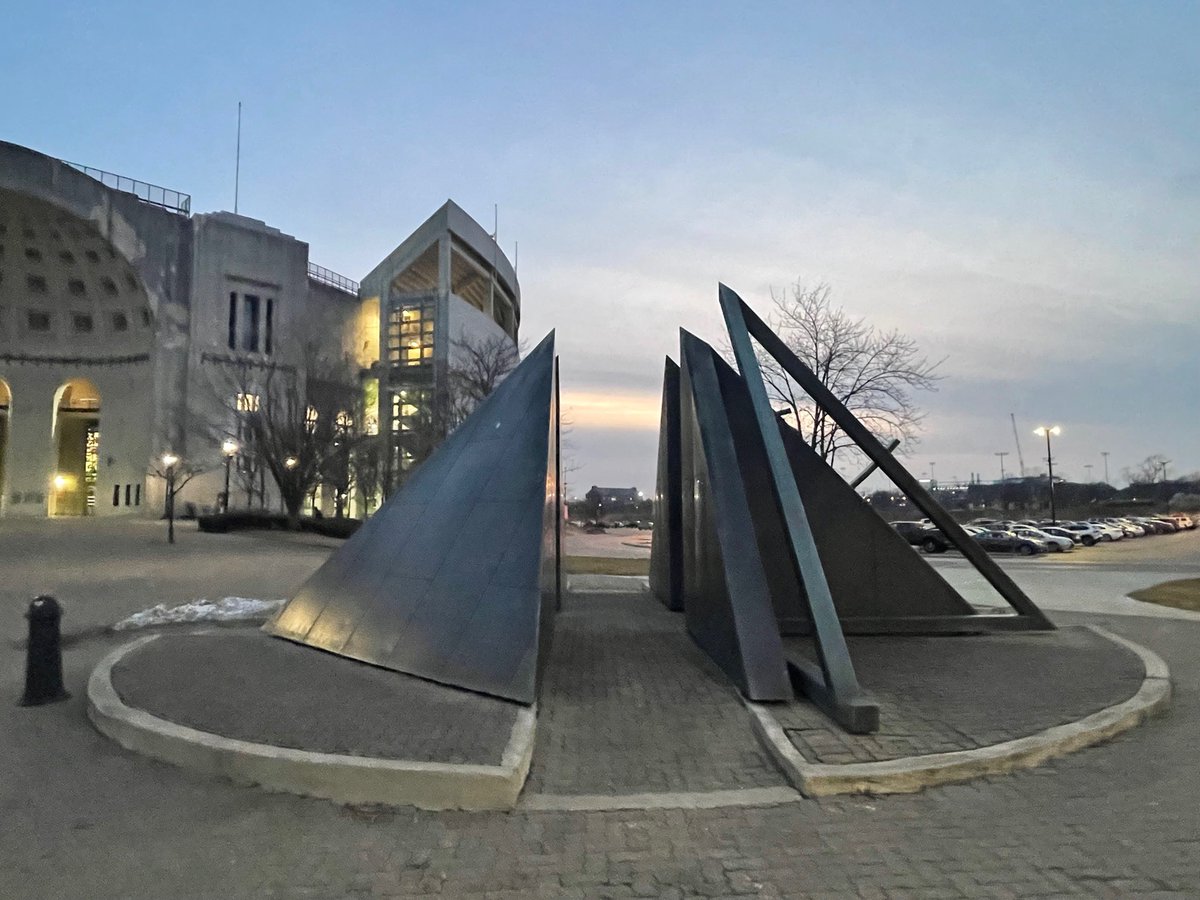 May 2 in University District History: Widespread criticism of 7.5 ton pile of bronze triangles at entrance to Ohio Stadium to be dedicated as memorial to Buckeye track and field great Jesse Owens. In 1984.