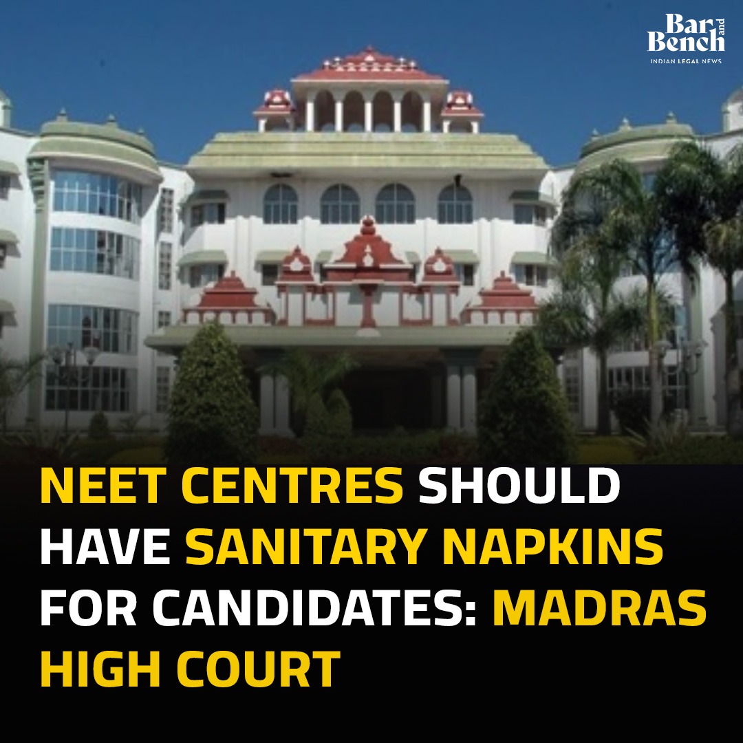 NEET centres should have sanitary napkins for candidates: Madras High Court

#neet2024 #MadrasHighCourt 

Read story here: tinyurl.com/2jzvydf8