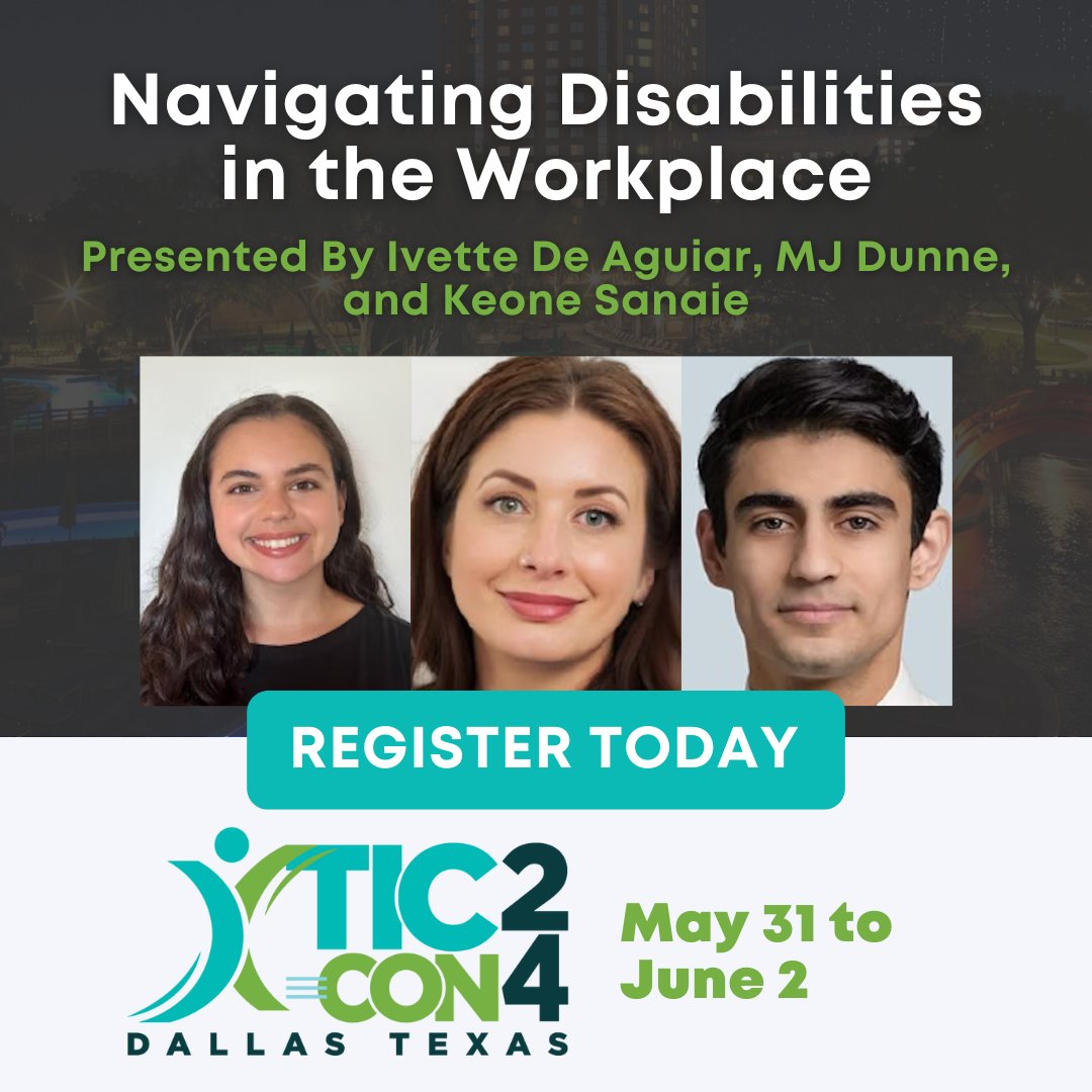 Attend 'Navigating Disabilities in the Workplace' presented by adults with #TouretteSyndrome, Ivette, MJ, and Keone at #TICCON24! 🌟
Explore the intricacies of navigating disclosure and learn practical strategies taken from lived experience!
🔗tourette.org/tic-con-2024
#Tics