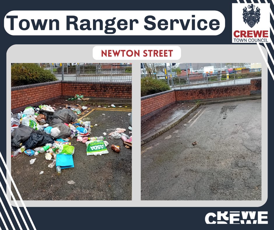 The Crewe Town Rangers came across this mess on Newton Street recently 😠 Not the nicest of jobs to do, but they rolled up their sleeves and cleared it all away. They've done a fantastic job! ➡ crewetowncouncil.gov.uk/council-servic… #CaringForCrewe #Crewe #CreweTownRangers