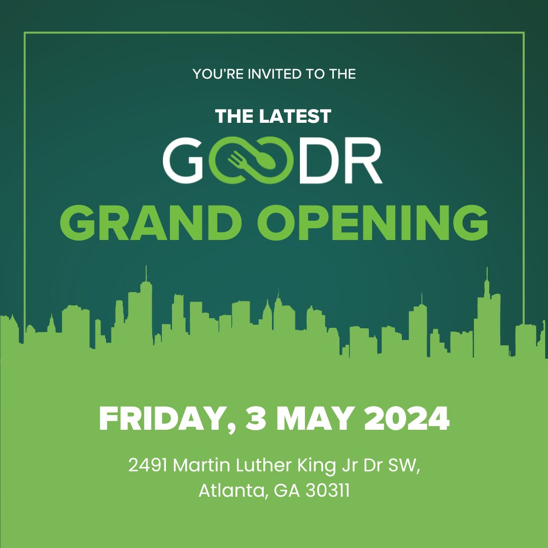 Atlanta, get ready! 👀 Goodr's launching something incredible and we don't want you to miss out on the excitement! Join us this Friday and be part of our biggest initiative to fight hunger yet! 🎊