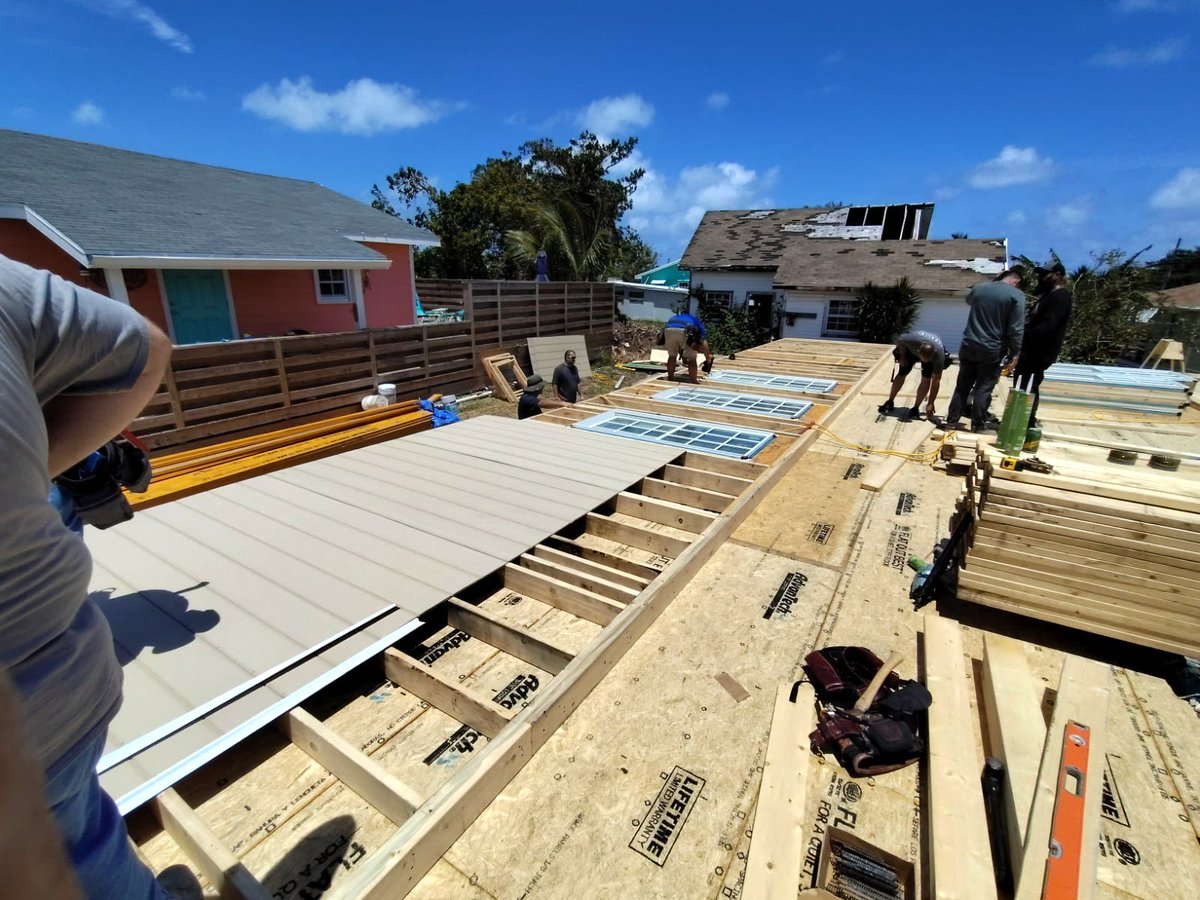 #HEART911 #volunteers are in #GreenTurtleCay, #TheBahamas collaborating  with #HopeWithAHammer, building a church that was destroyed during #HurricaneDorian.  The team is making great progress. #DisasterRelief #CommunityRebuilding