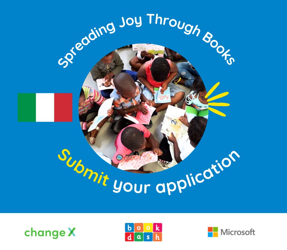 @bookdash friends in Italy and Spain stand a chance to receive funding & training to print and distribute 1000 Book Dash books to young children in your community with @ChangexHQ supported @Microsoft bit.ly/3Uf1uYj #everychild100books #MicrosoftCommunityChallengeData