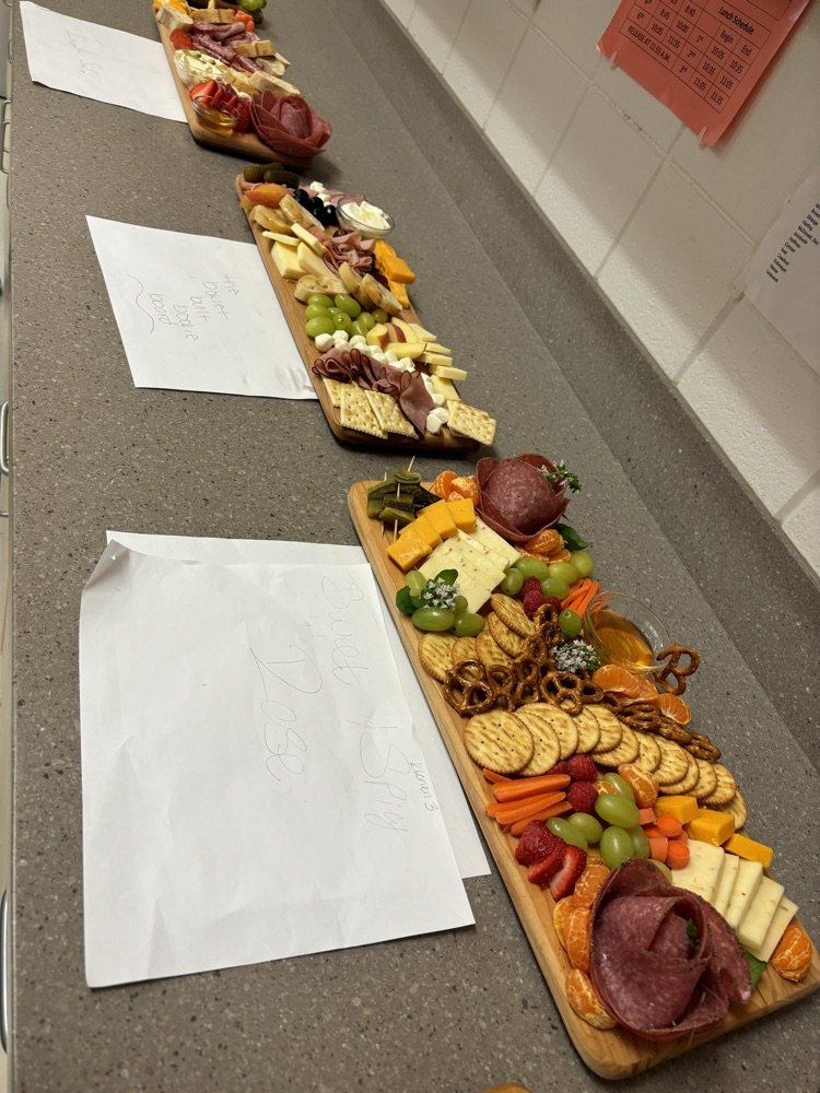 Day 2 of foods class making charcuterie boards. These kids are bringing their A game!