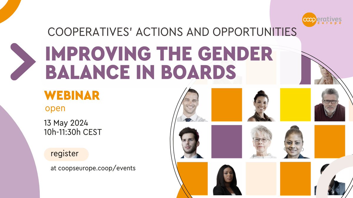 🚨 Webinar Alert! On May 13 we delve with EU Commission policymakers, experts, and our members, into the issue of gender balance within boards. ♂️♀️ Discover with us the latest policies, best practices & experiences. 🔬 🕙10-11:30h CEST. Register👉 coopseurope.coop/events/improvi…