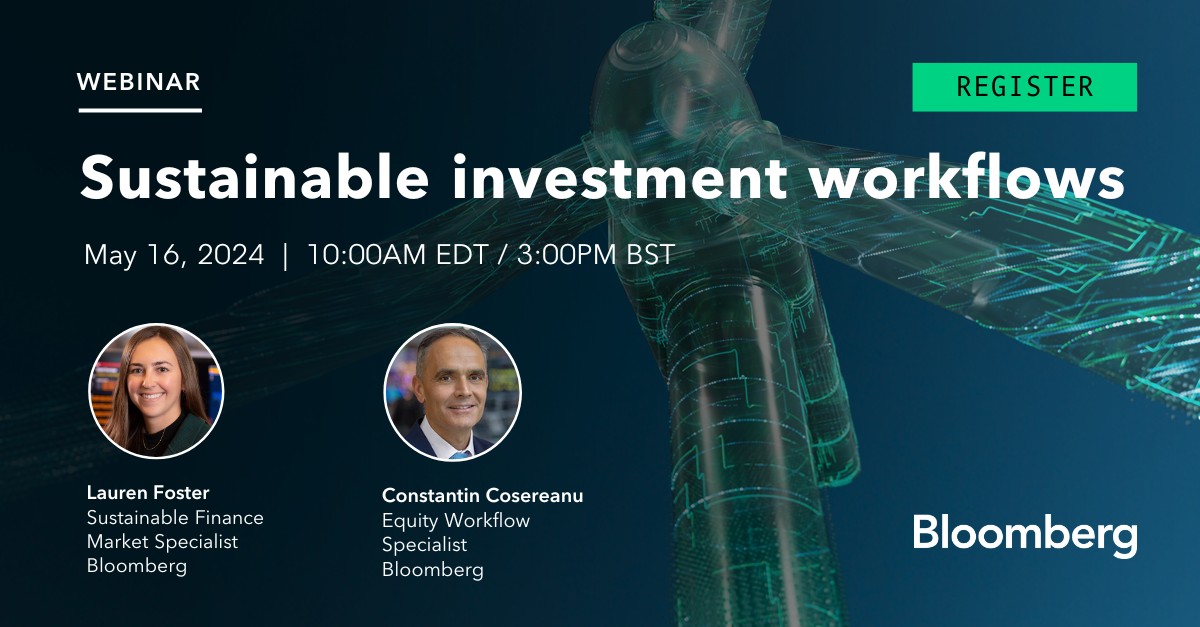 Join @Bloomberg's live webinar to learn how to use our #research and portfolio analysis tools with new #SustainableFinance enhancements, to better evaluate your portfolio's performance and mitigate #risk.

Sign up today: bloom.bg/44wnVx2