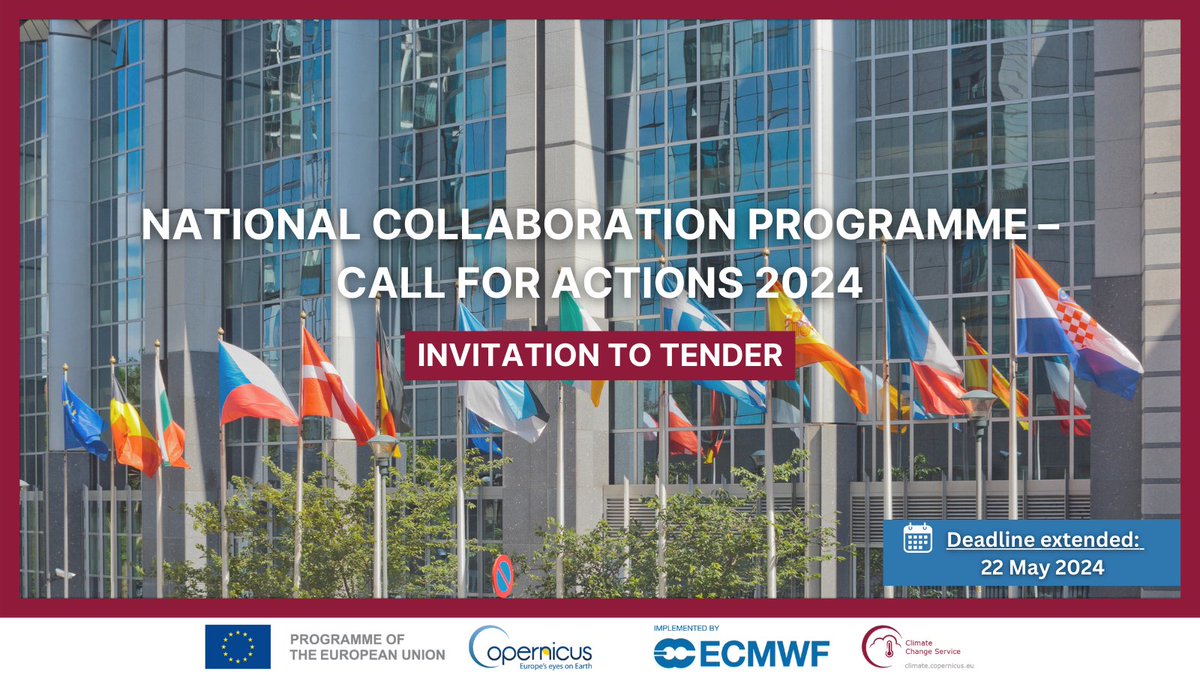 📢Deadline extended 👇 @ECMWF invites tenders for the development and implementation of activities that aim to enhance #C3S uptake amongst countries. Check the requirements and apply here 👉climate.copernicus.eu/c3s2461-c3s-na…