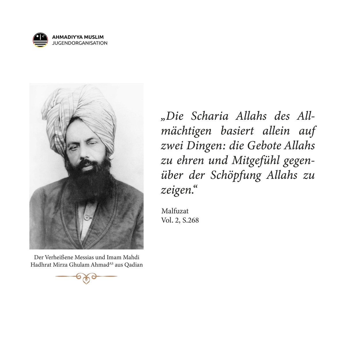 Das Zitat von Hadhrat Mirza Ghulam Ahmad (as) betont die Bedeutung, die Allahs Gebote zu ehren und Mitgefühl gegenüber seiner Schöpfung zu zeigen, für die Scharia. Es betont die Dualität von Gehorsam und Mitgefühl im islamischen Glauben.

#Islam #AhmadiyyaJugend #Scharia #Kalifat