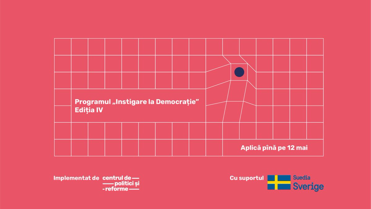 monitorulcivic's tweet image. 📣 Centrul de Politici și Reforme Moldova recrutează participanți pentru programul &quot;Instigare la Democrație&quot;, ediția a IV-a. O ocazie unică de a vă îmbogăți cunoștințele despre democrație și dezvoltare civica. #CPRMoldova #DemocracyInitiation #CivicDevelopment

Link: …