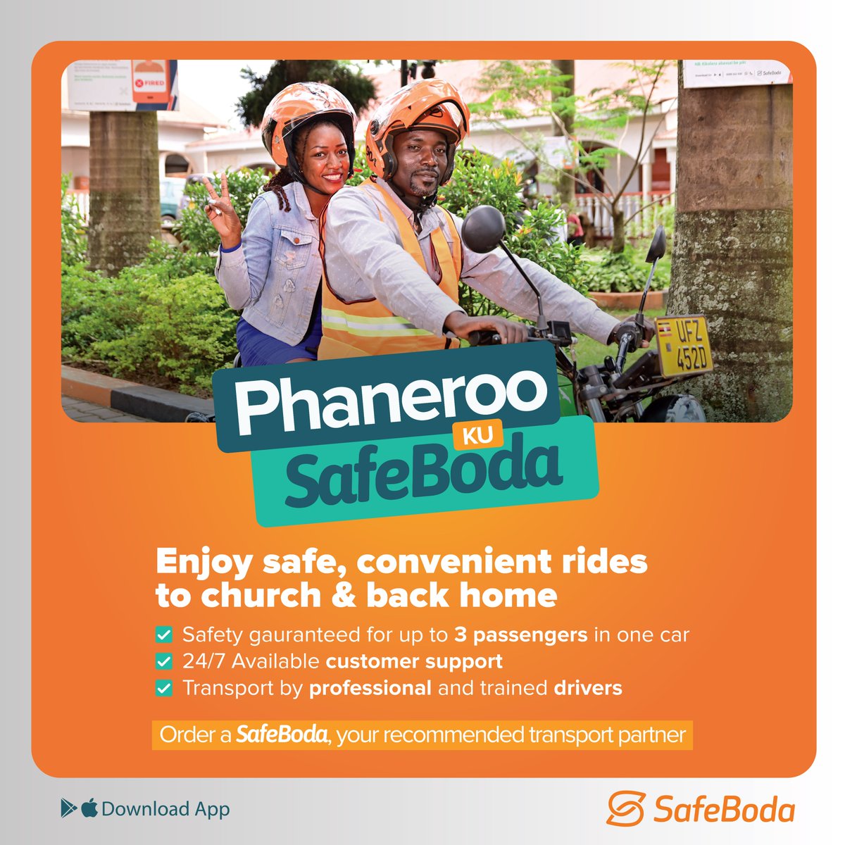 Need a reliable, safe and secure ride to take you to the  
@Phanerookampala fellowship & back home thereafter? Wonder no more! 🙏🏿

Order #SafeCar or #SafeBoda here 👉🏿 bit.ly/sbappdl We got you 💪🏿