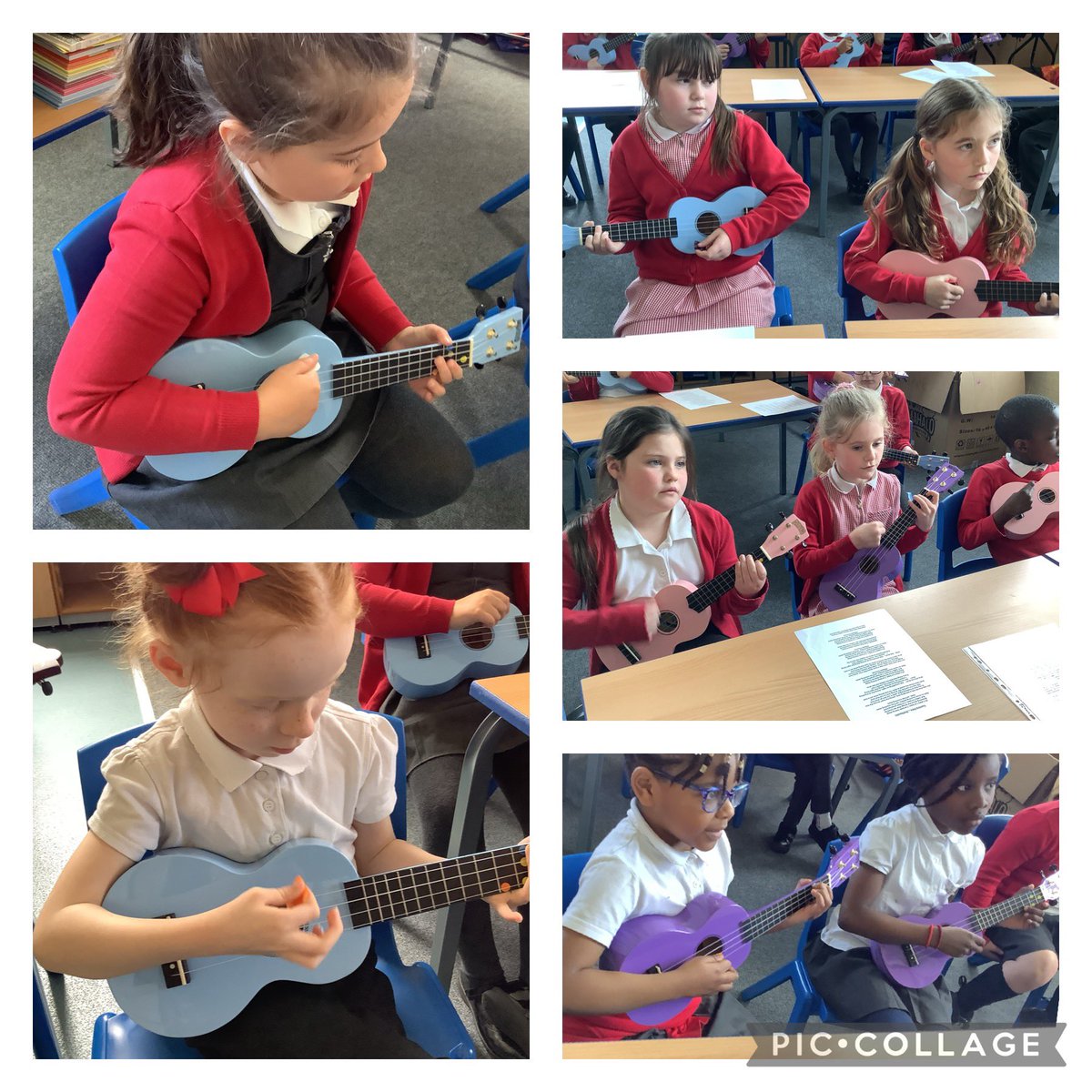 Year 2 enjoying their Ukulele lessons <a href="/FallaParkSchool/">Falla Park Community Primary School</a> <a href="/Miss_Carr_Falla/">Miss Carr</a> <a href="/Miss__McVeigh/">Miss McVeigh</a>