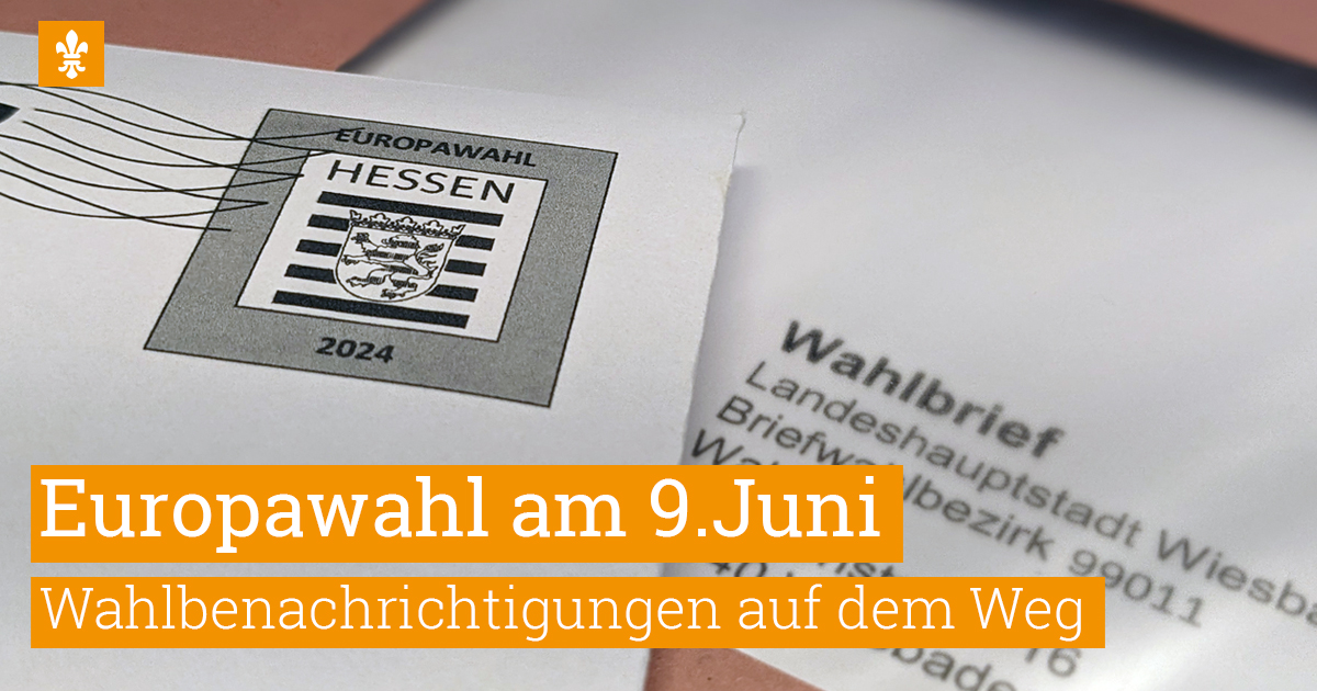 In den nächsten Tagen sollten die Wahlbenachrichtigungen für die Europawahl in eurem Briefkasten landen. Wenn ihr bis zum 19. Mai keine Wahlbenachrichtigung erhalten habt, wendet euch vom 20. bis 24. Mai ans Wahlamt, (0611) 314501. 📷 wiesbaden.de/pm_2024_77