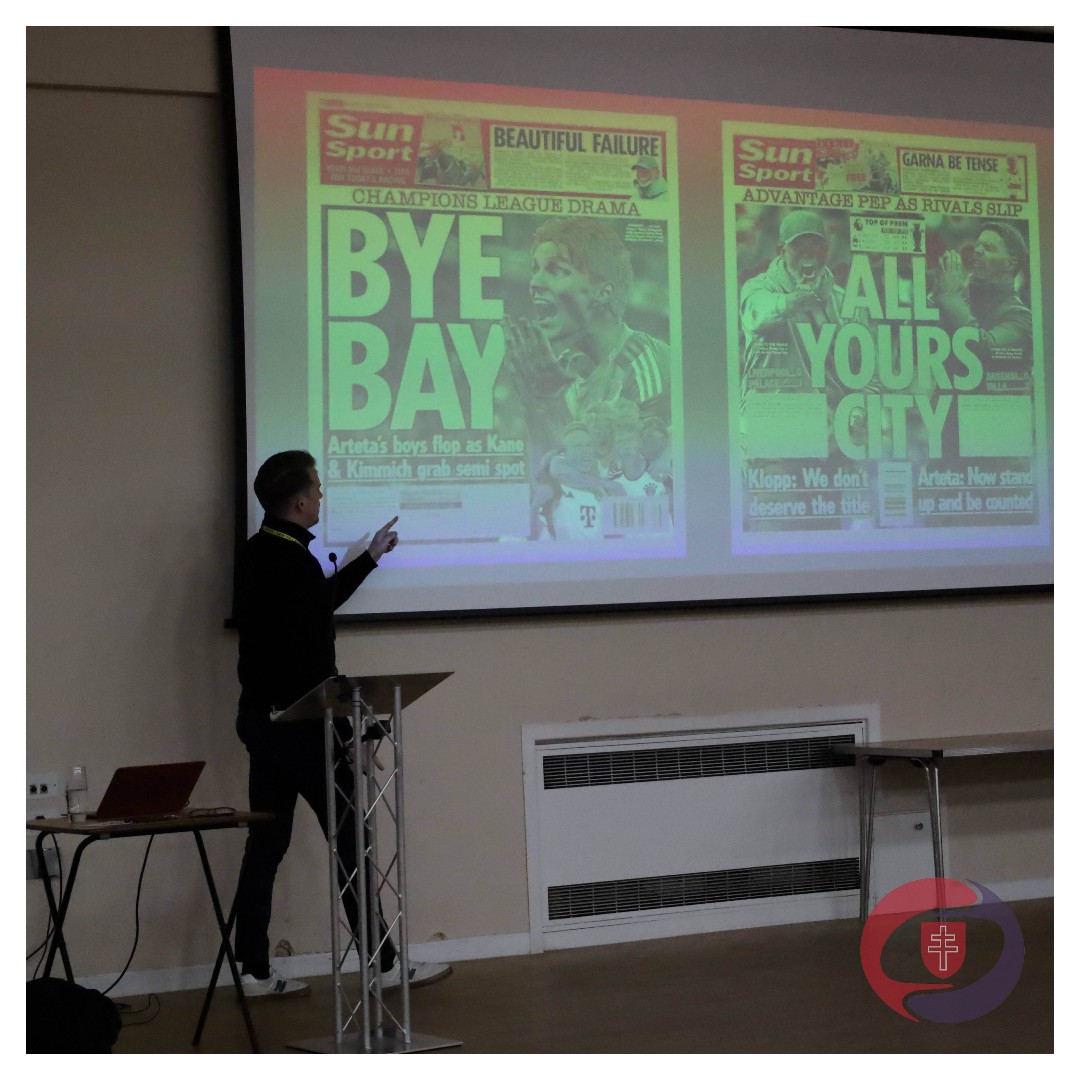 Last week, we welcomed back Old Fish Jordan Davies to speak to current students about his experience working as a Senior Sports Journalist  at The Sun 📰 His inspiring talk followed his journey from playing rugby at New Hall, to covering the UEFA Championship this summer!⚽