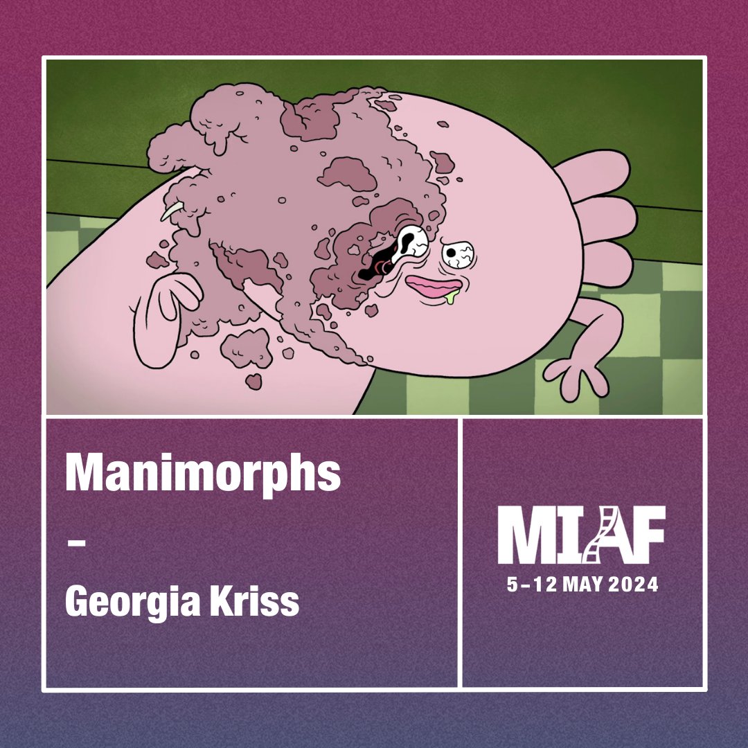Manimorphs
Georgia Kriss
georgiakriss.com

It’s the final film in our Australian Showcase – Official Opening.

It all kicks off tomorrow Sunday 5 May 2024 at Treasury Theatre.
miaf.net/events/austral…

#MIAF2024 #MIAF #AnimatedArt #15FilmsIn15Days