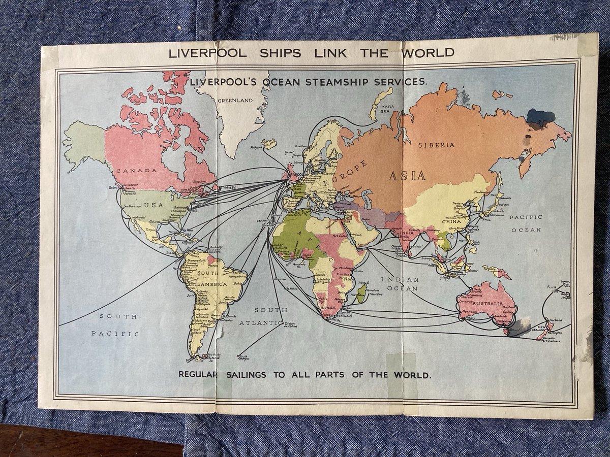 The ships of #Liverpool link the world - I’m guessing 1920 because ships are going everywhere except Russia where there is a Civil War going on.