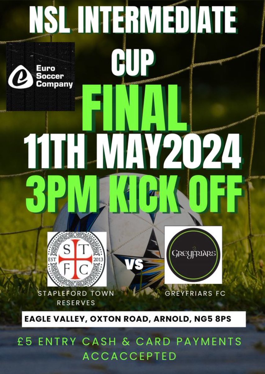Reminder of the details for our Cup Final next Saturday!! 

UTF 💚