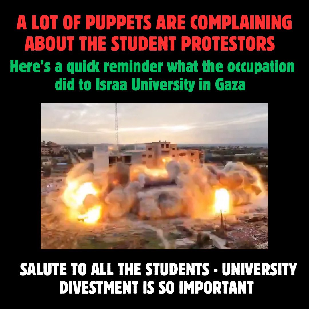 Shout out to all the students and if you live close by - support them however you can ❤️ #ApartheidOffCampus #bds #divest