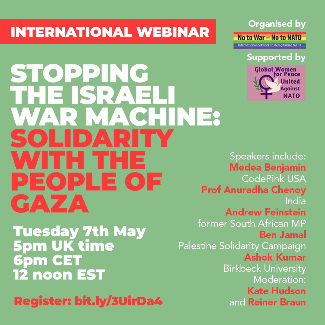 WEBINAR - Stopping the Israeli war machine: Solidarity with the people of Gaza! on May 7th, 6pm Berlin time. Register here: bit.ly/3UirDa4