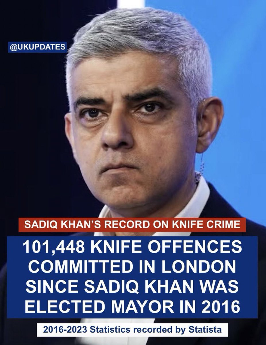 Sadiq Khan’s record on knife crime!

Would you vote for this man?