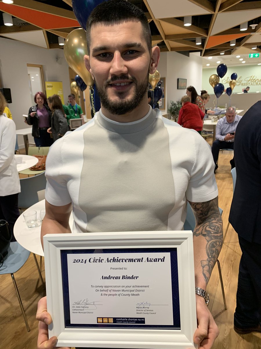 Delighted to attend Civic Achievement Awards ceremony today and recieve appreciation on my Sports achievements on behalf of Navan Municipal District and the people of County Meath.

Well done to everyone who recieved appreciation for all their achievements!