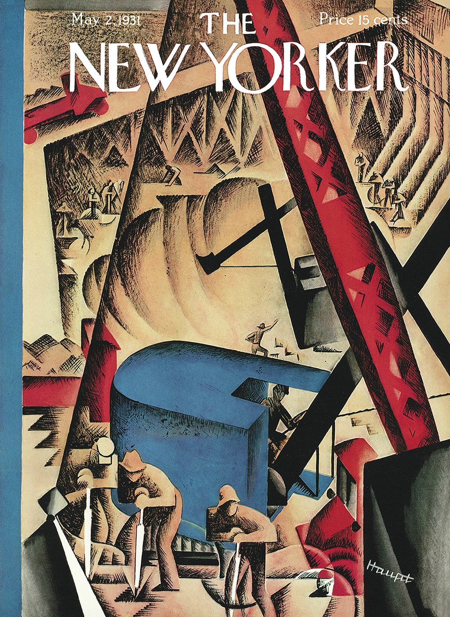 #OTD in 1931
(thoroughly modern construction site)
Cover of The New Yorker, May 2, 1931
Theodore G. Haupt
#TheNewYorkerCover #TheodoreGHaupt #construction #constructionworkers