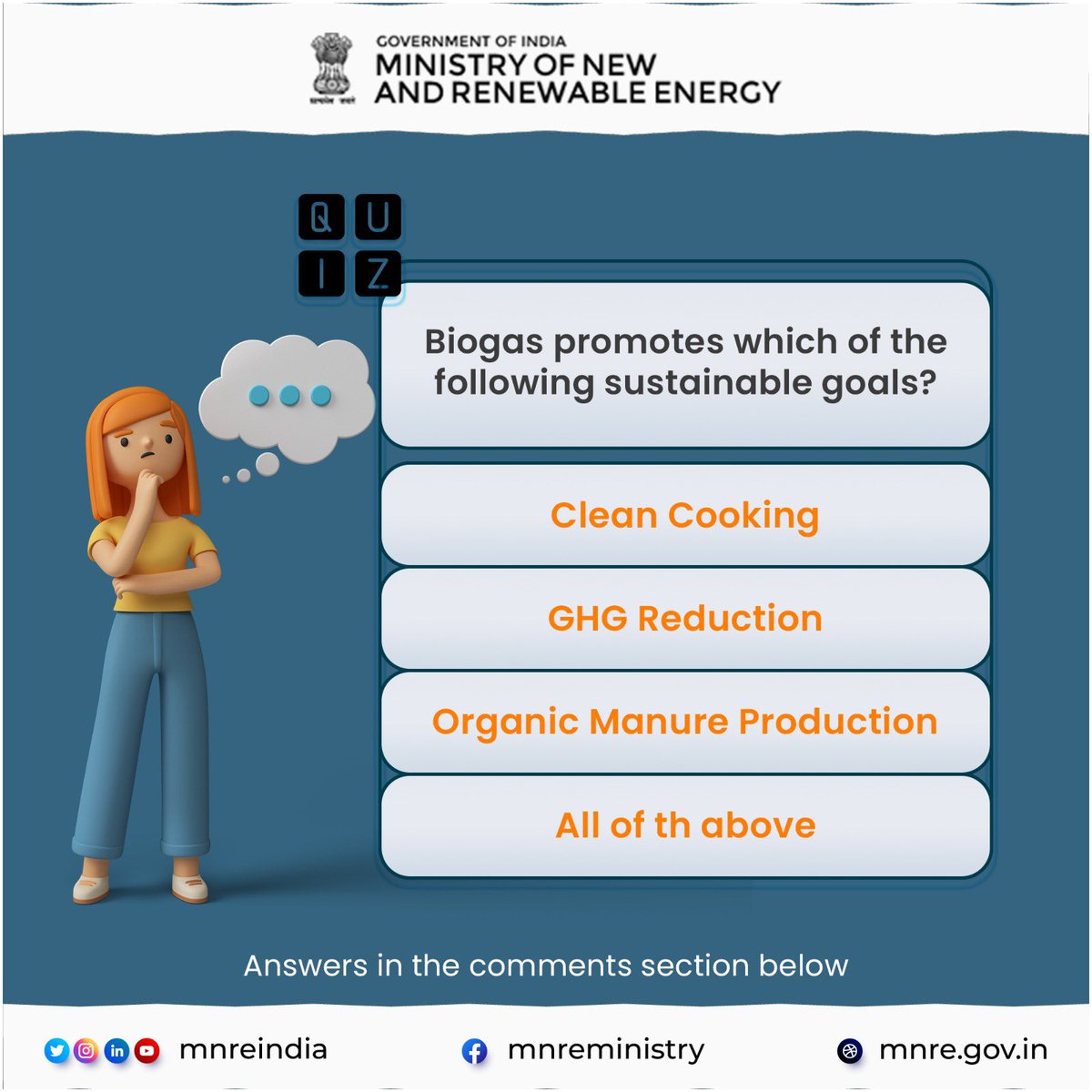 mnreindia's tweet image. Test Your Knowledge with Our #BioQuiz ! 
Embrace the clean energy revolution with Bio Energy and see how much you know about the sustainable sources powering tomorrow&apos;s world.

Provide your answers in the comments section.

#CleanEnergy #GreenEnergy #MNREIndia