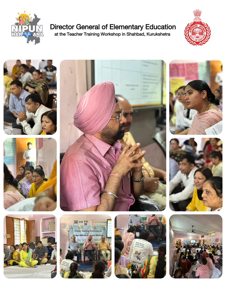 Our esteemed DGEE graced the Teacher Training Workshop in Shahbad Block, Kurukshetra District. He engaged with 80 teachers and our Master Trainers, emphasizing the pivotal role they play in the NIPUN Haryana Mission! @EduMinOfIndia #NIPUNHaryanaMission #TeacherTraining