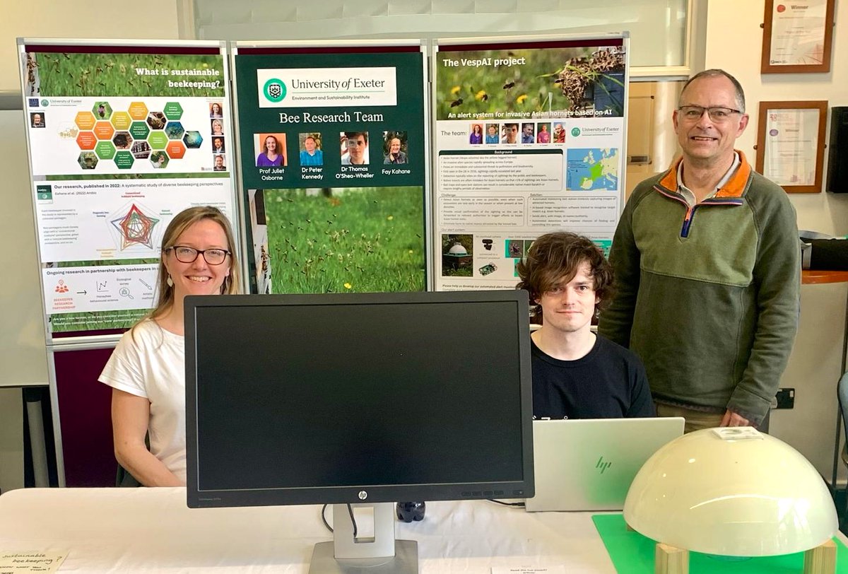 ESI researchers Dr Peter Kennedy, @TOSheaWheller and @FayKahane attended the @britishbee Spring Convention last month, showcasing their VespAI research and more theguardian.com/environment/20….