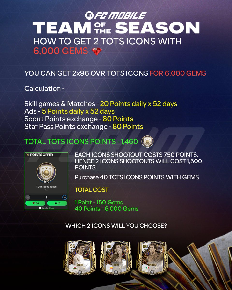 HOW TO GET 2 TOTS ICONS WITH 6,000 GEMS 💎 Calculation Guide 📝 If you have any further queries comment down 👇